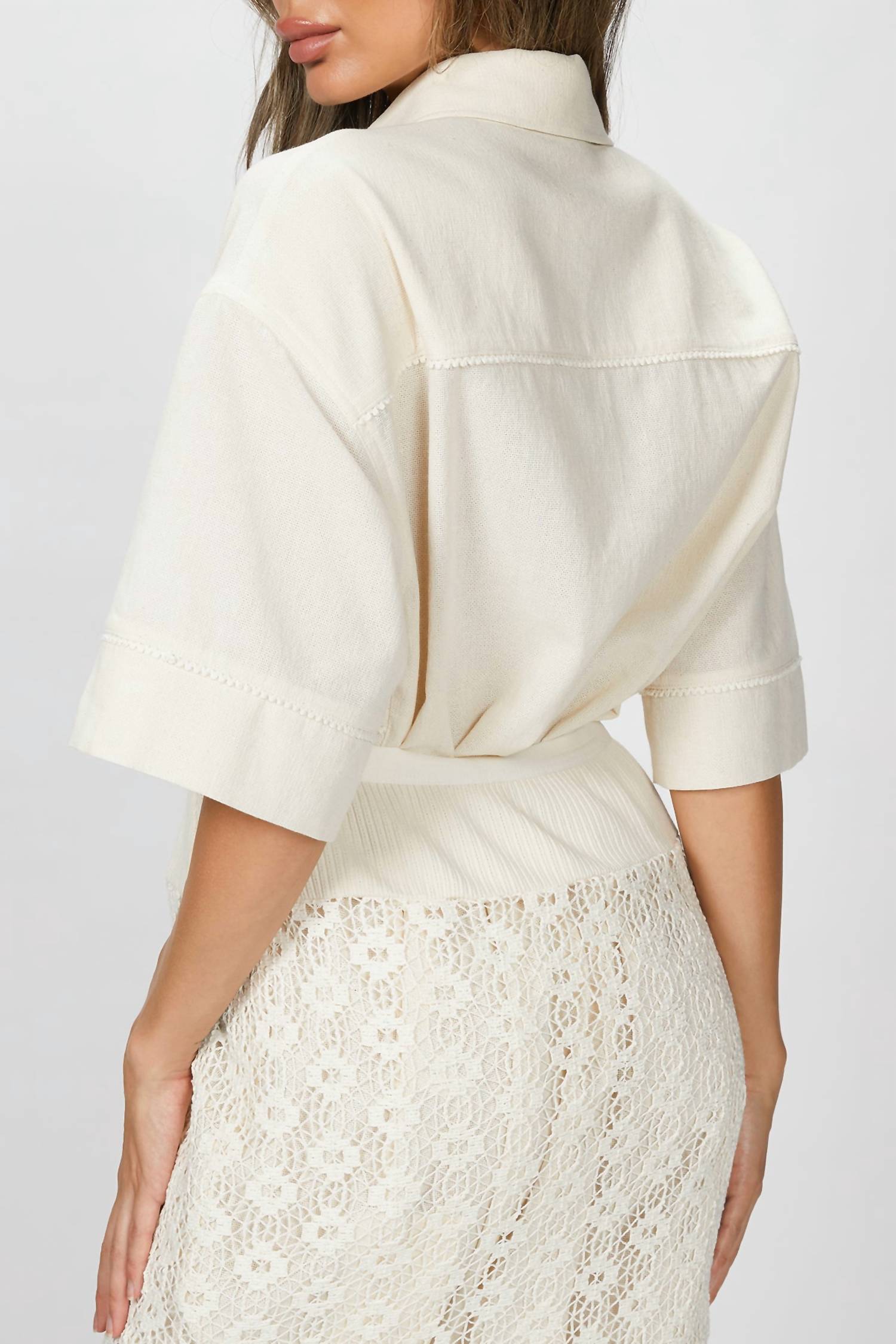 SHIRT AND CROCHET LACE SKIRT SET
