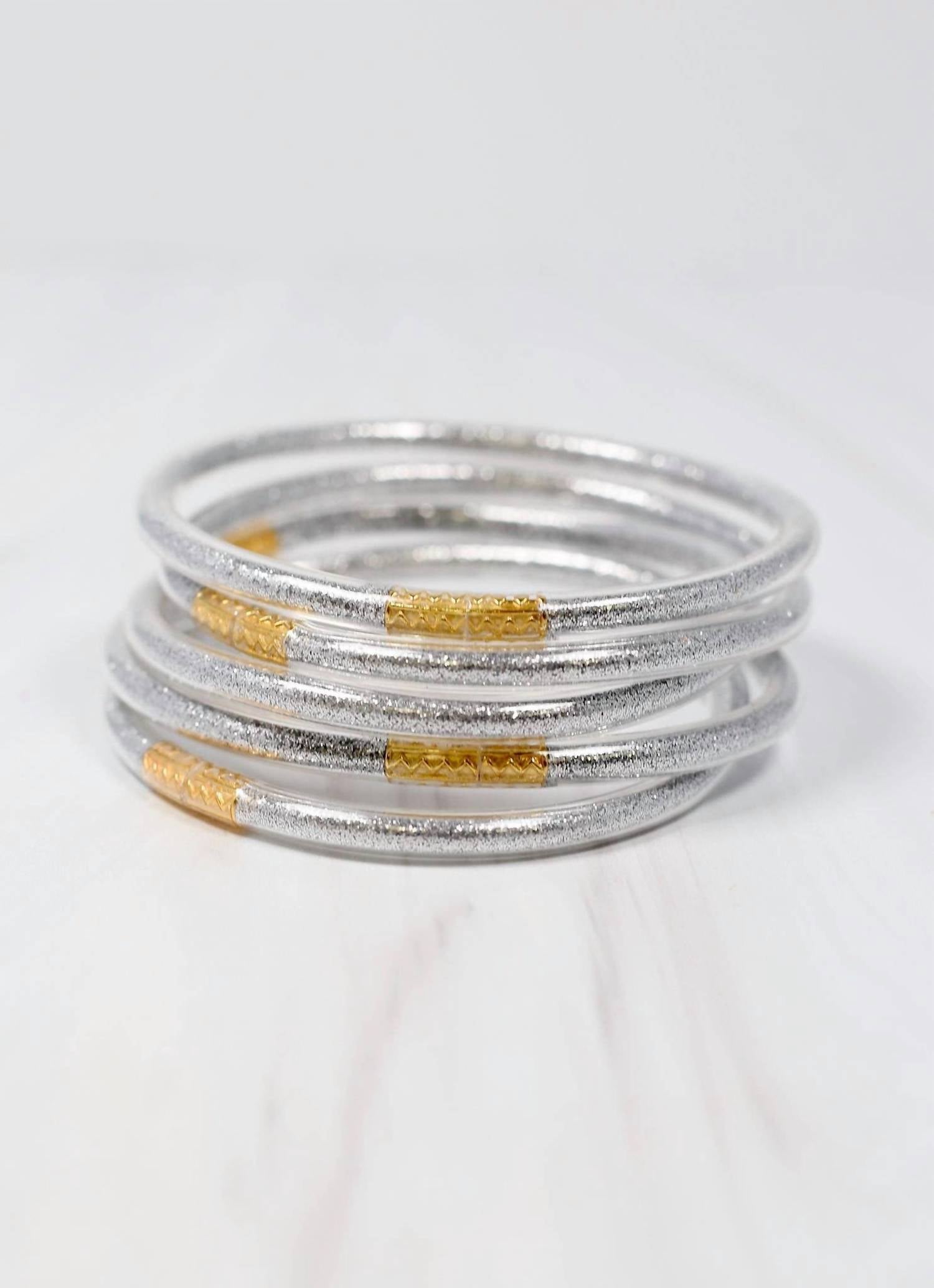 Caroline Hill Women's Alton Glitter Bangle Bracelet Set in silver - women's jewelry