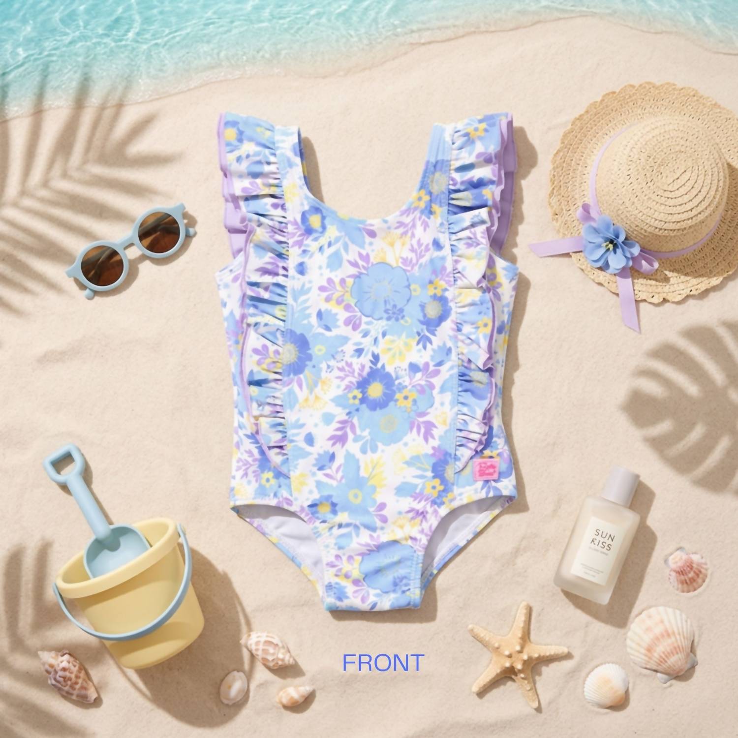 Rufflebutts - Infant Pristine Blooms Ruffled One Piece Swimsuit