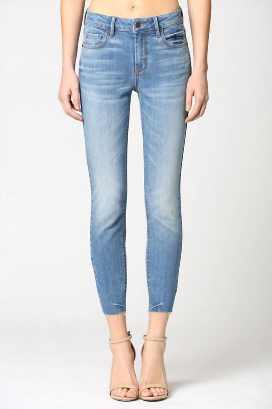 Medium Wash Raw Hem Jean