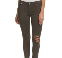 7 For All Mankind - Coated Skinny Distressed Jeans