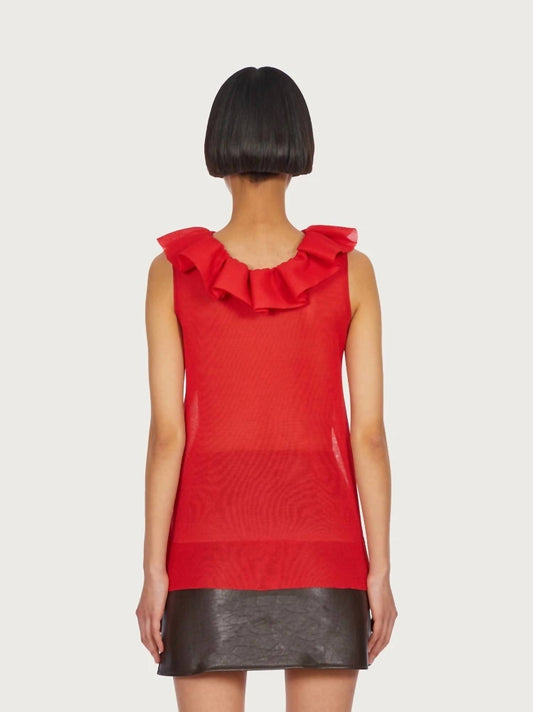 Salvatore Ferragamo - Frill Detail Virgin Wool Ruffle Top