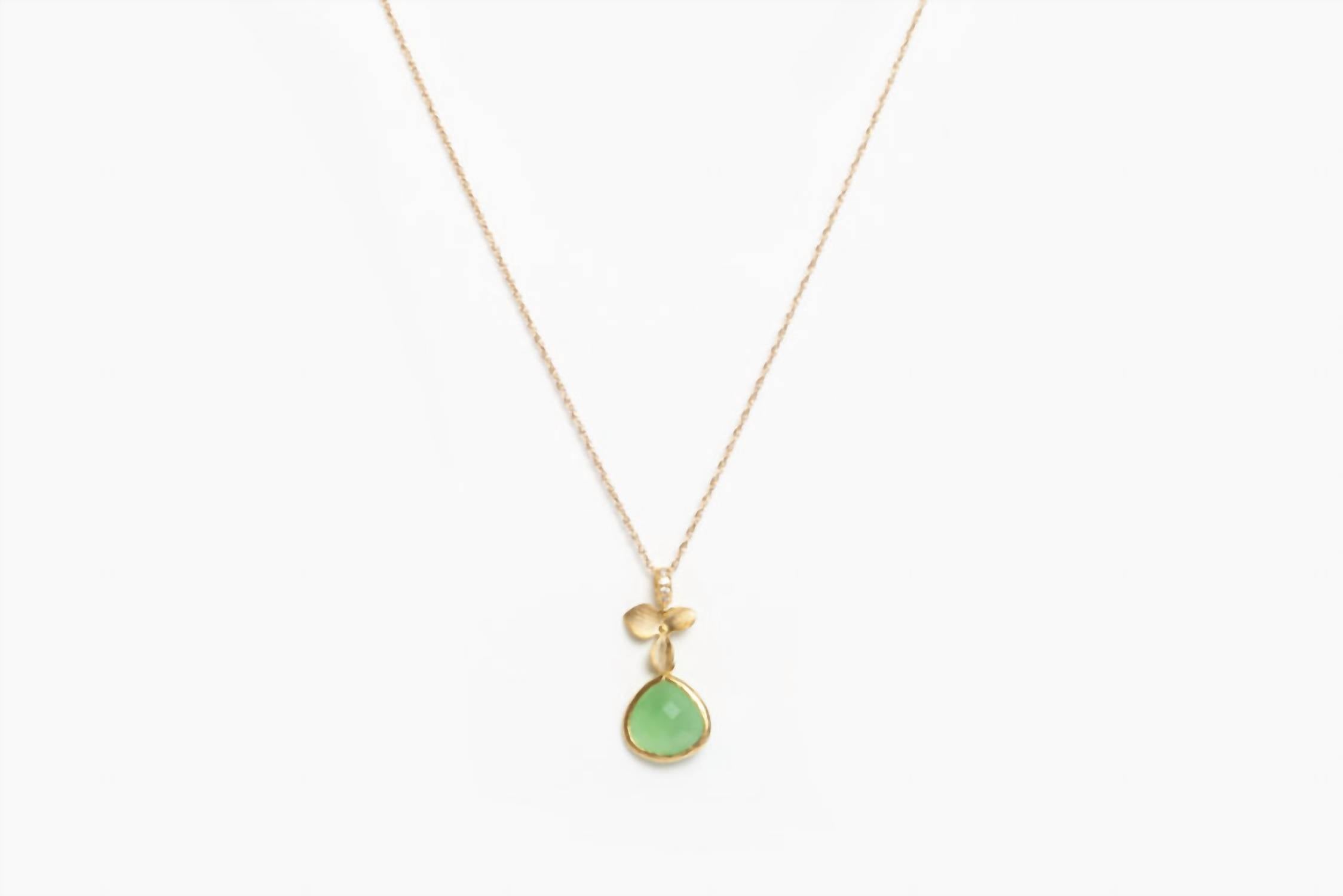 Avenue Chic - Women's Tiny Orchid Drop Pendant Necklace