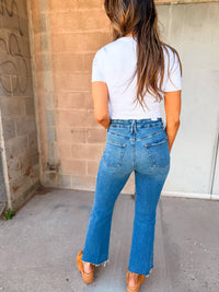 Good American - Soft Tech Good Legs Cropped Mini Boot Jeans