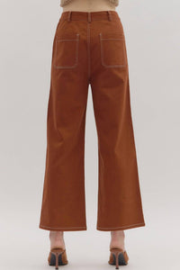 Entro - Exposed Stitch Patch Pockets Pants