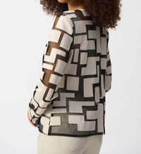 Joseph Ribkoff - Mesh And Leatherette Fitted Jacket