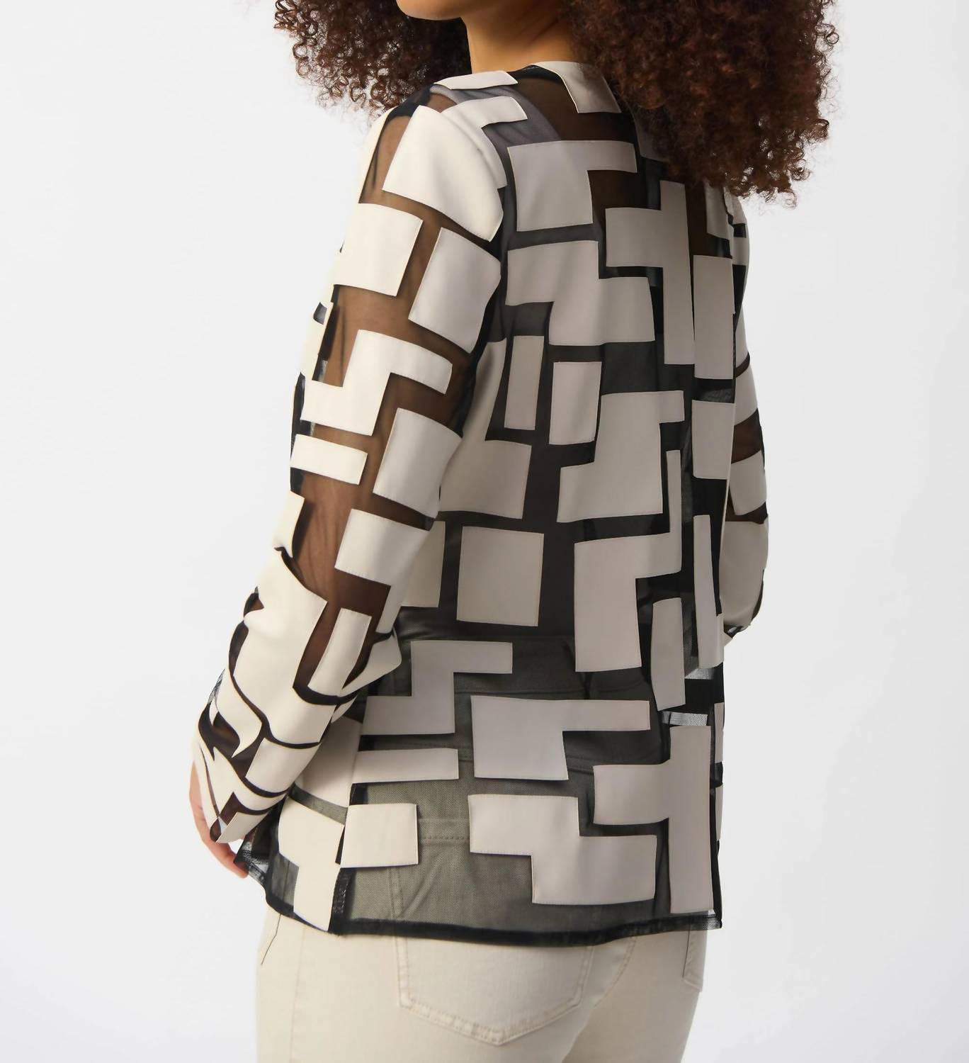 Joseph Ribkoff - Mesh And Leatherette Fitted Jacket