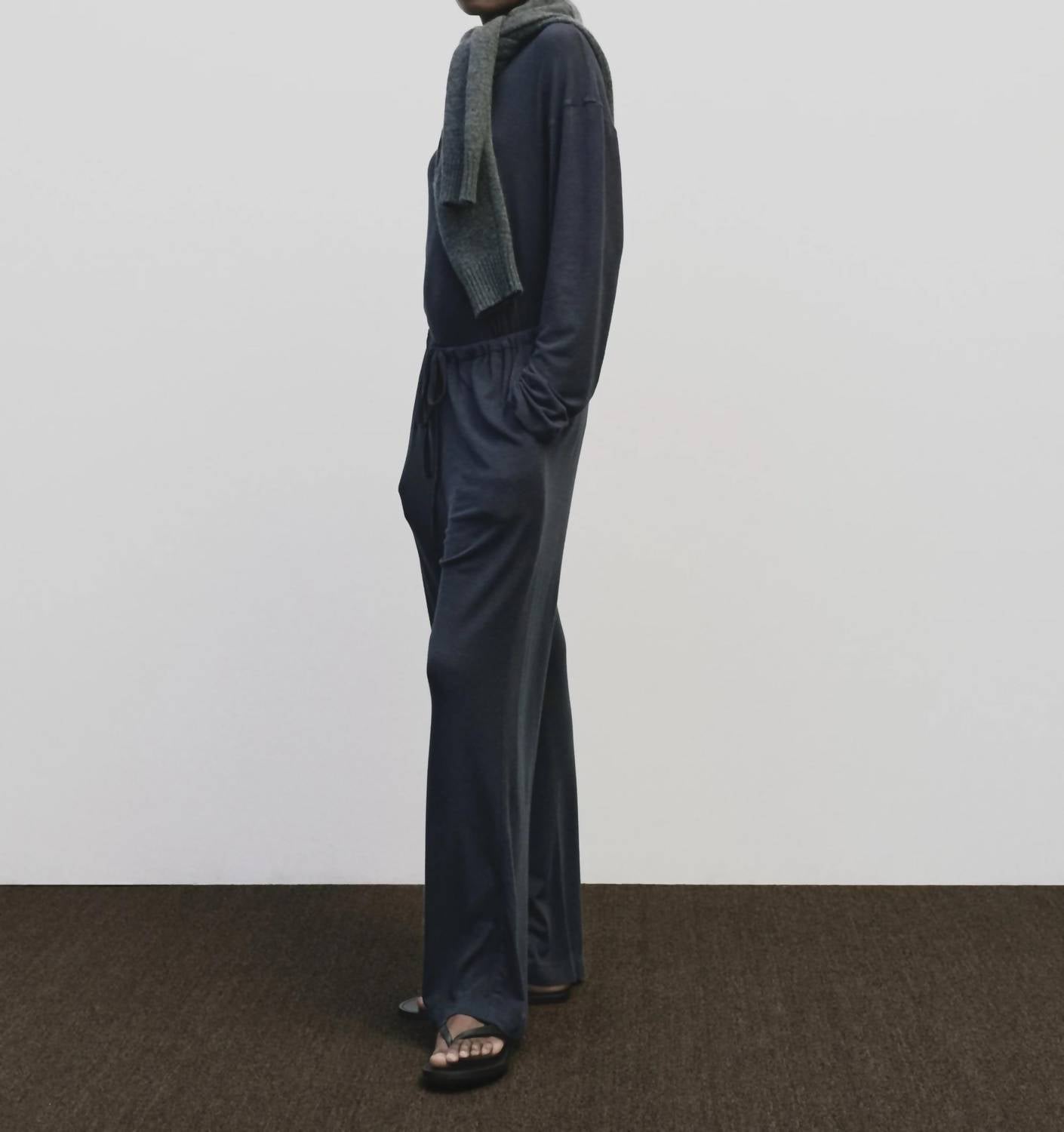 Mijeong Park Wool Cotton Jersey Pants in navy - women's pants - view 4