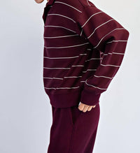 Rae Mode - Women's Modal Scuba Stripe Polo Top