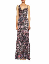 Nicole Miller - Women's Pink Abstract Print Bodycon Maxi Dress