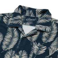 Grayers Riviera Terry Button Shirt in navy leaf - men's shirt - alternate view