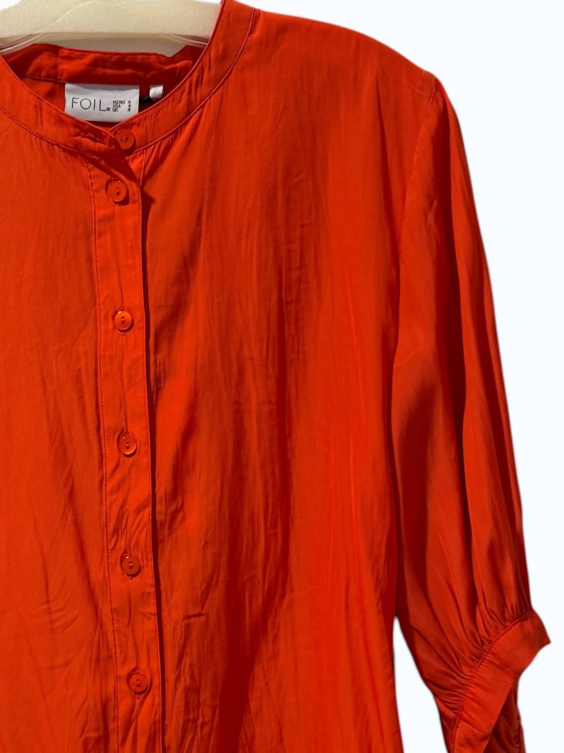 FOIL Women's Don't Make A Fuss Blouse in jaffa orange - women's blouse - detail view