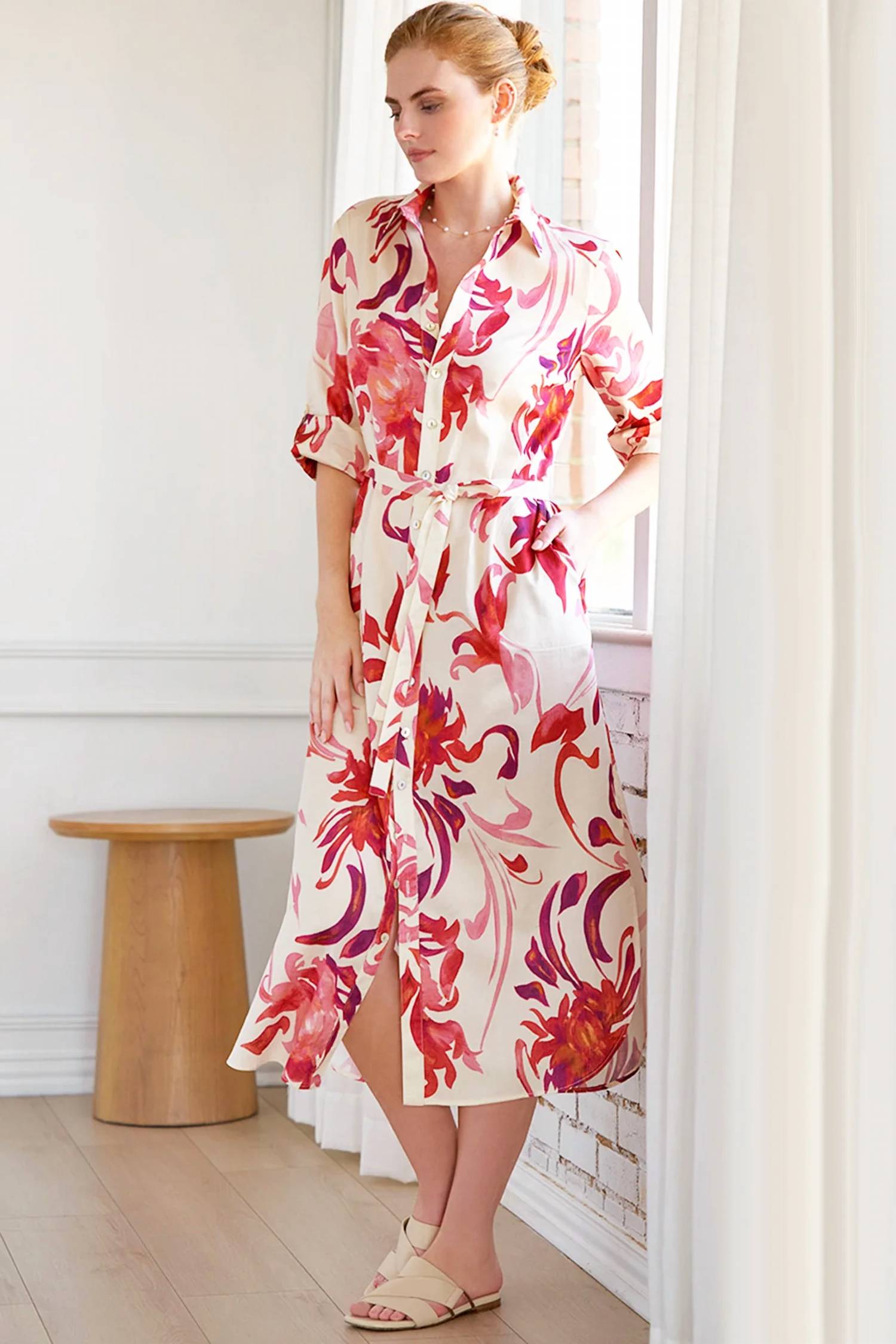 Finley - Kyoto Floral Long Alex Shirt Dress