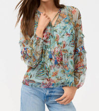 Johnny Was Women's Sapphire Mesh Blouse in multicolor - women's blouse