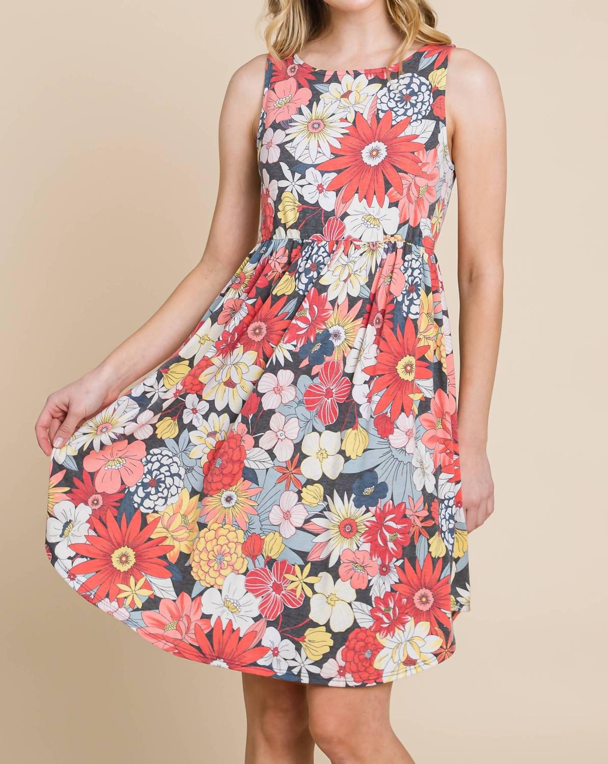 Emerald Collection - Floral Printed Babydoll Dress
