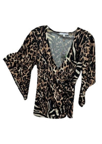 Annalee + Hope - Women Leopard Wrap Blouse