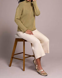 Tribal - Combed Cotton Two-tone Rib Funnel Neck Sweater