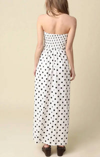 Mint Exclusives - Vivian Cotton And Linen Strapless Polka Dot Maxi Dress