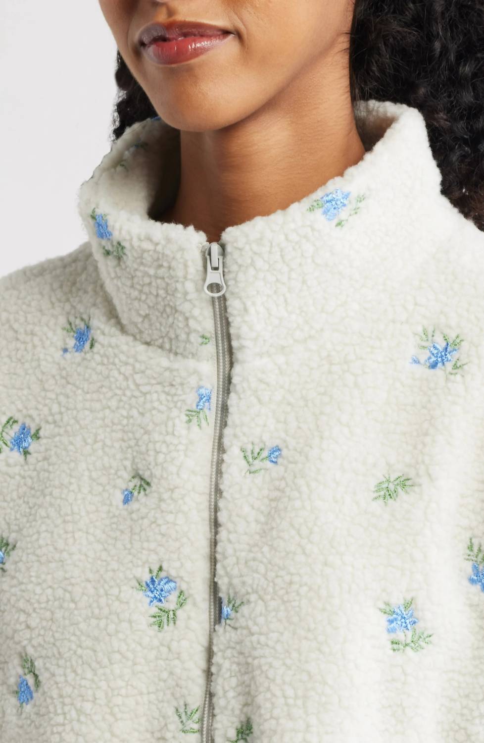 The Happy Camp3R - Elle Periwinkle Petals Fleece Half Zip Pullover