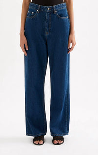Nude Lucy Organic Relaxed Leg Jeans in force blue - women's jeans - detail view