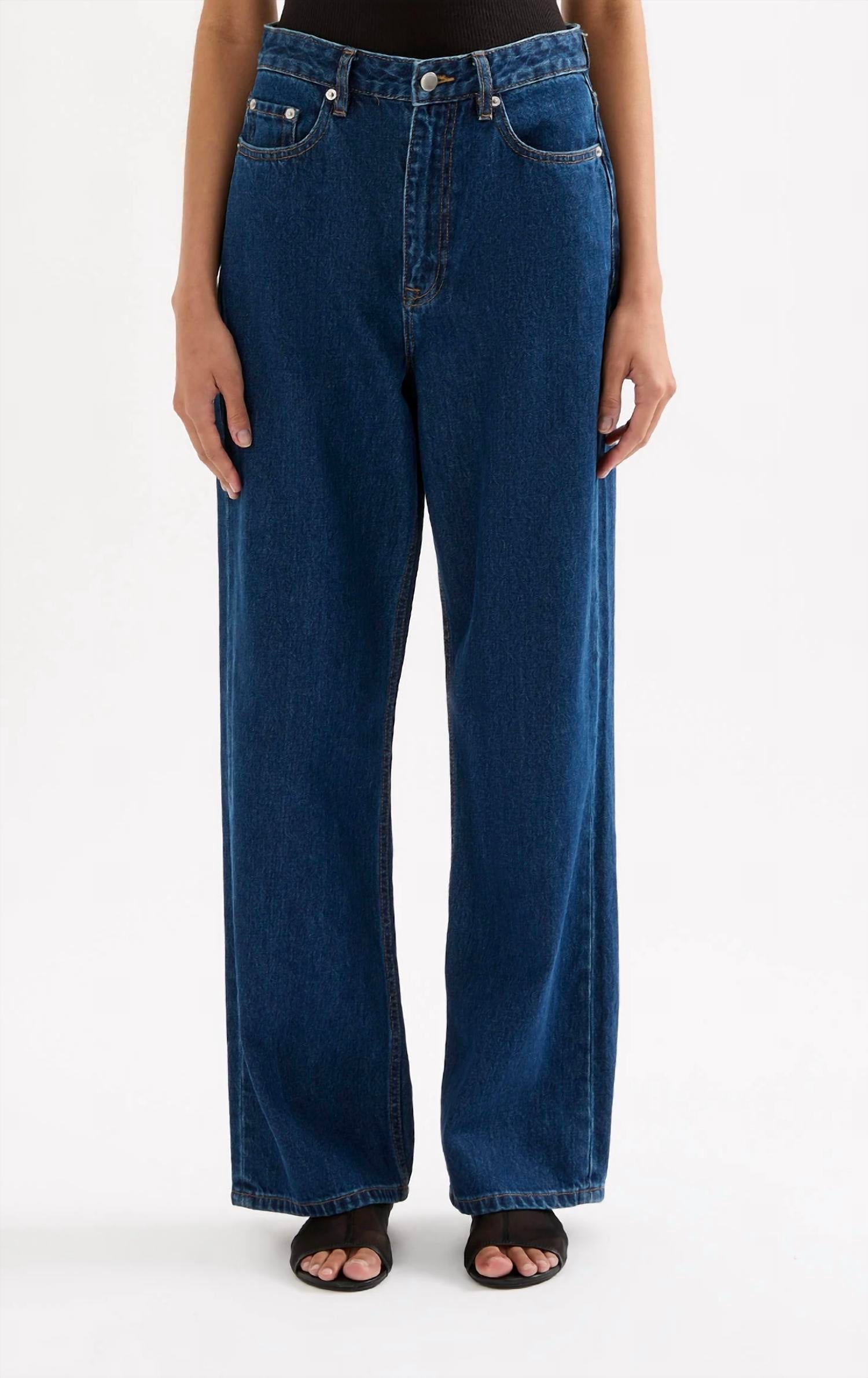 Nude Lucy Organic Relaxed Leg Jeans in force blue - women's jeans - detail view