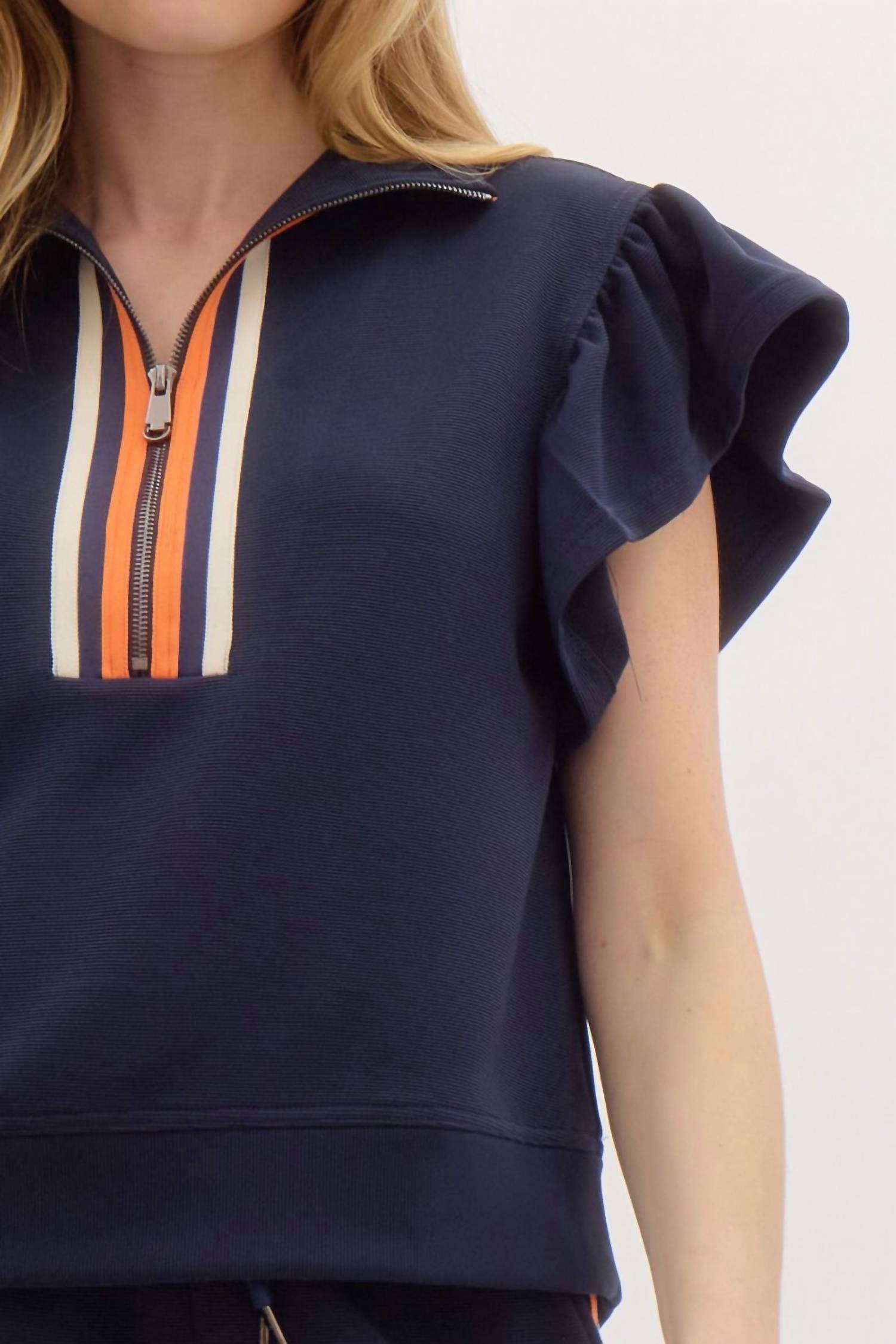 Entro - EMILY JERSEY KNIT HALF ZIP CONTRAST TRIM SET