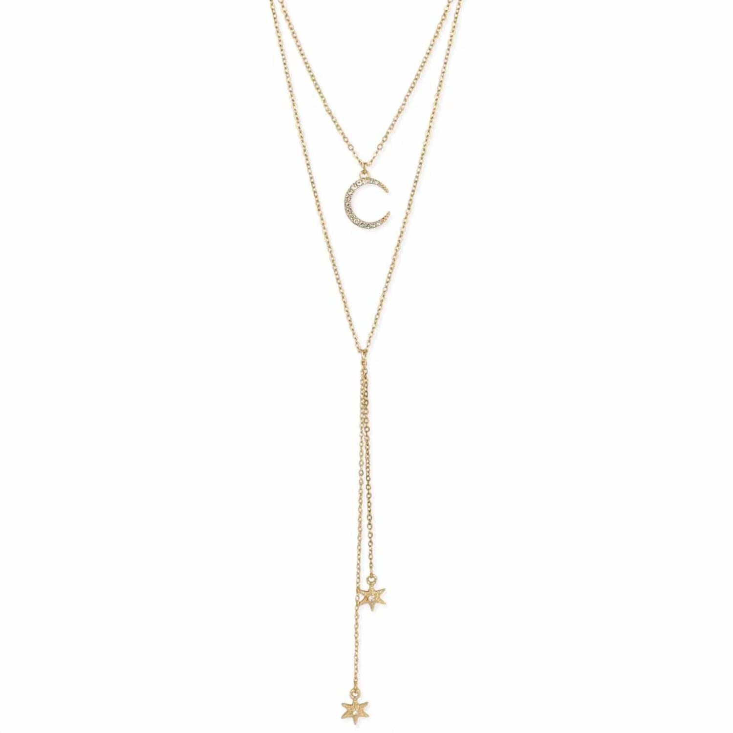 Zad - Women's Celestial Wishes Moon & Star Y Necklace
