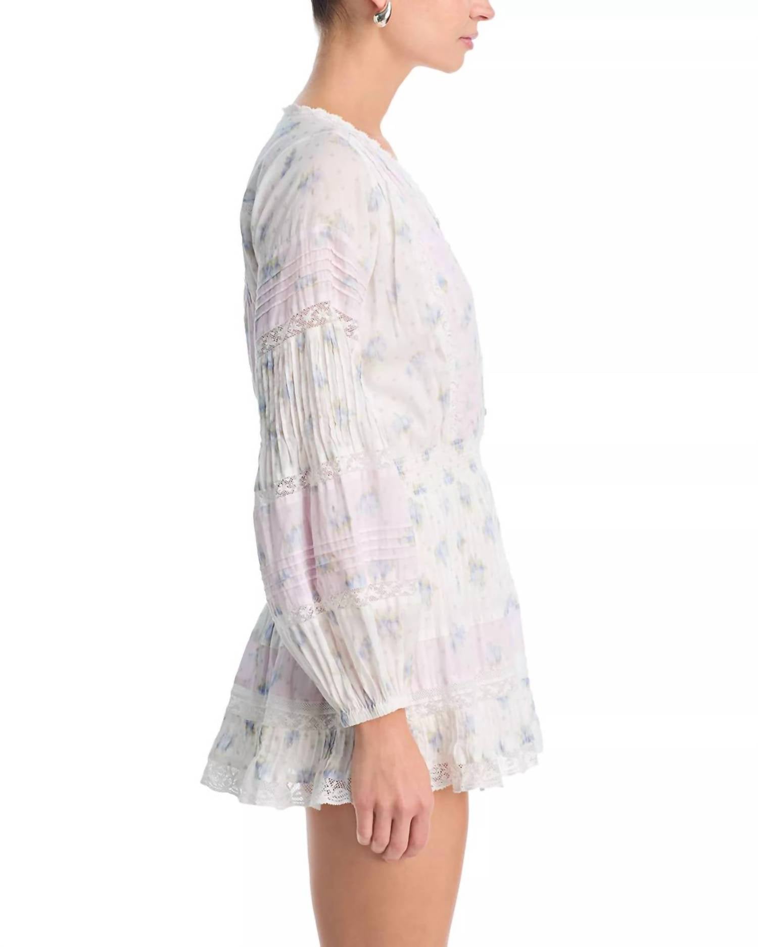 LoveShackFancy Winfrey Mini Dress in lilac vanilla - women's dress - alternate view