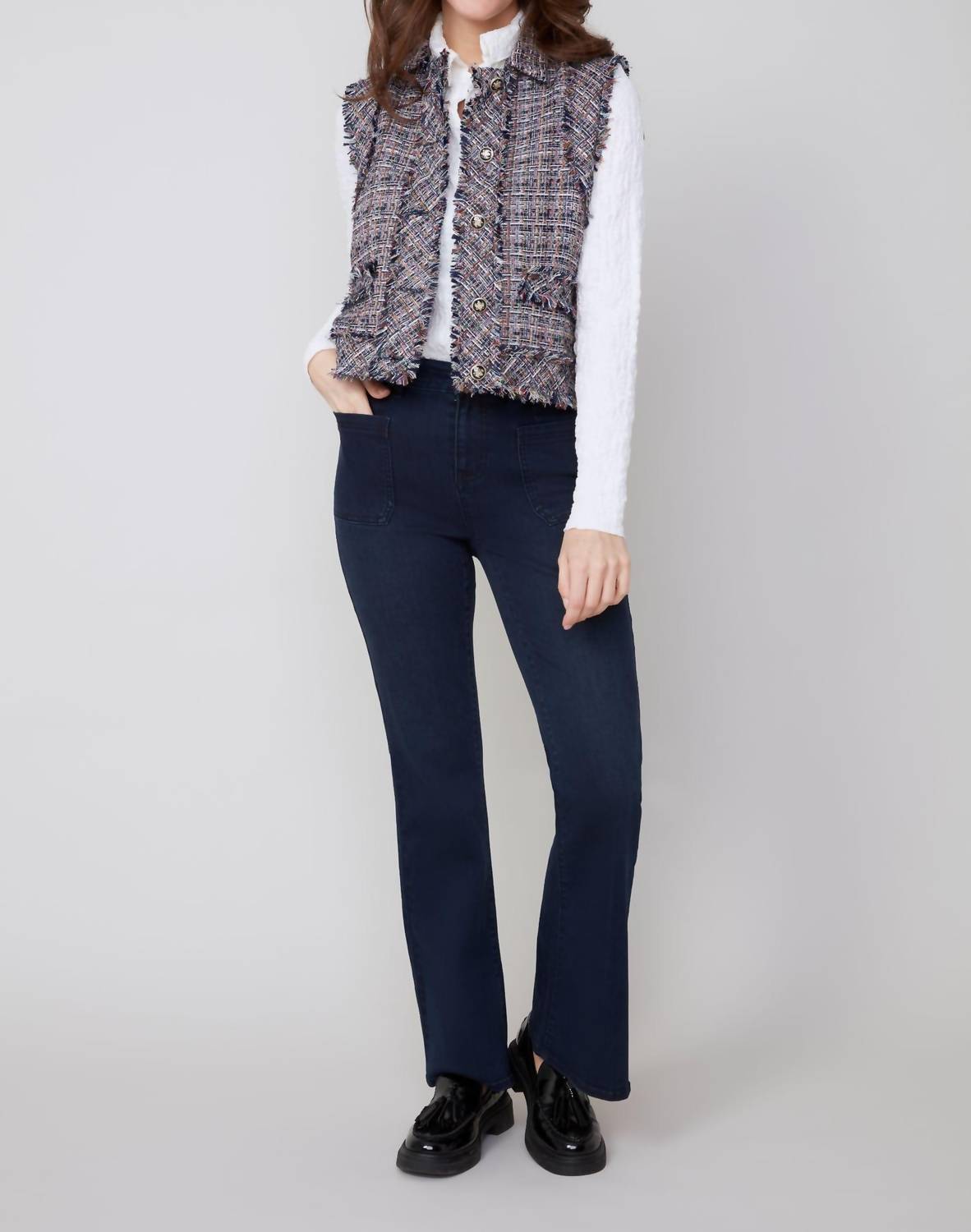 Renuar Lux Denim Flare Jeans in dark indigo - women's jeans