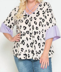 Storyteller - Leopard Ruffle Sleeve Cage Chest