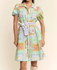DAVI & DANI Amalfi Market Dress in green - women's dress