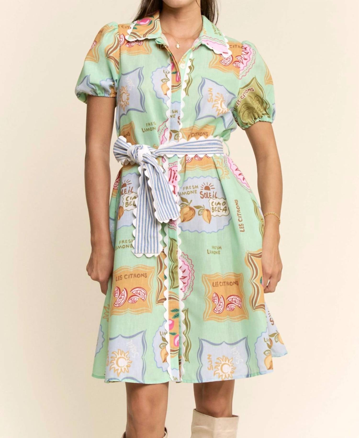 DAVI & DANI Amalfi Market Dress in green - women's dress