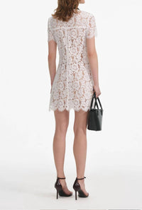 Self-Portrait - Lace Contrast Collar Mini Dress