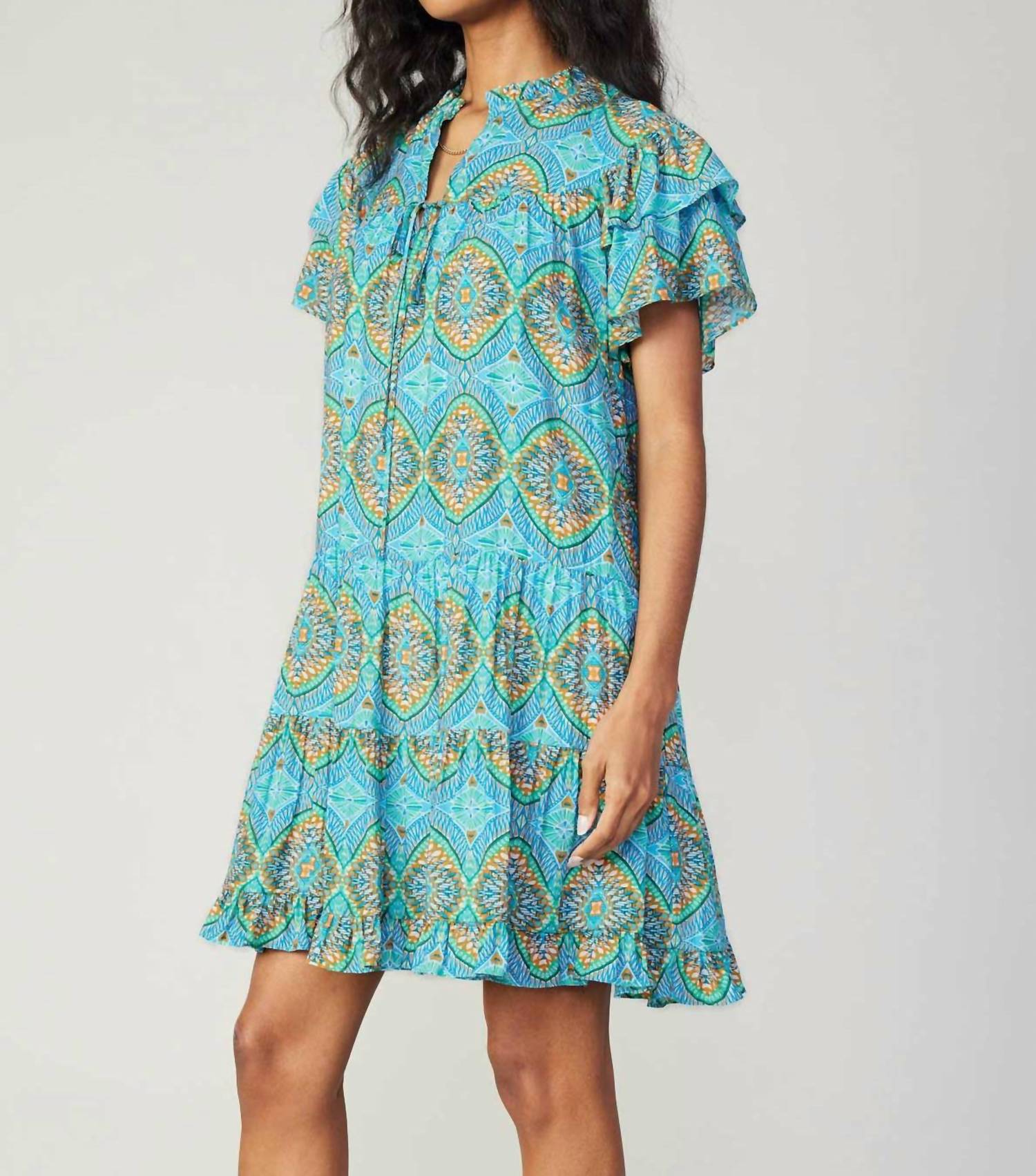 Current Air - Bohemian Printed Tiered Mini Dress