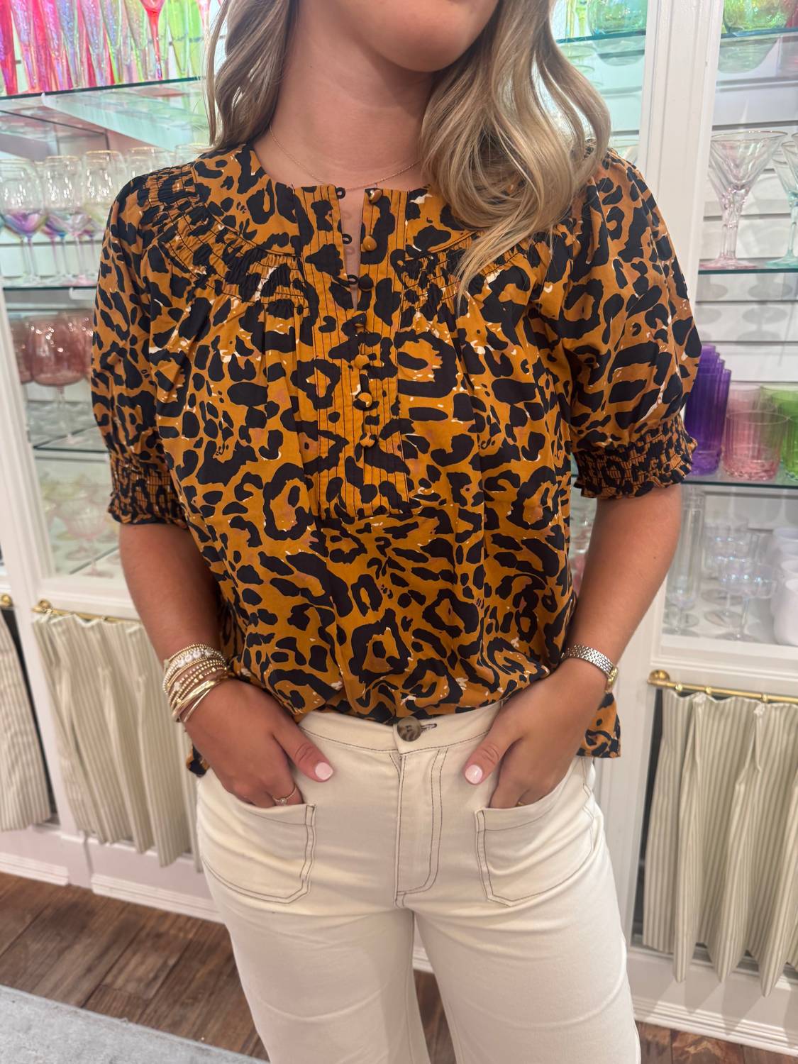 Thml - Short Sleeve Leopard Print Top