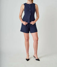 2.7 August Apparel - Tweed Buttoned Sleeveless Top