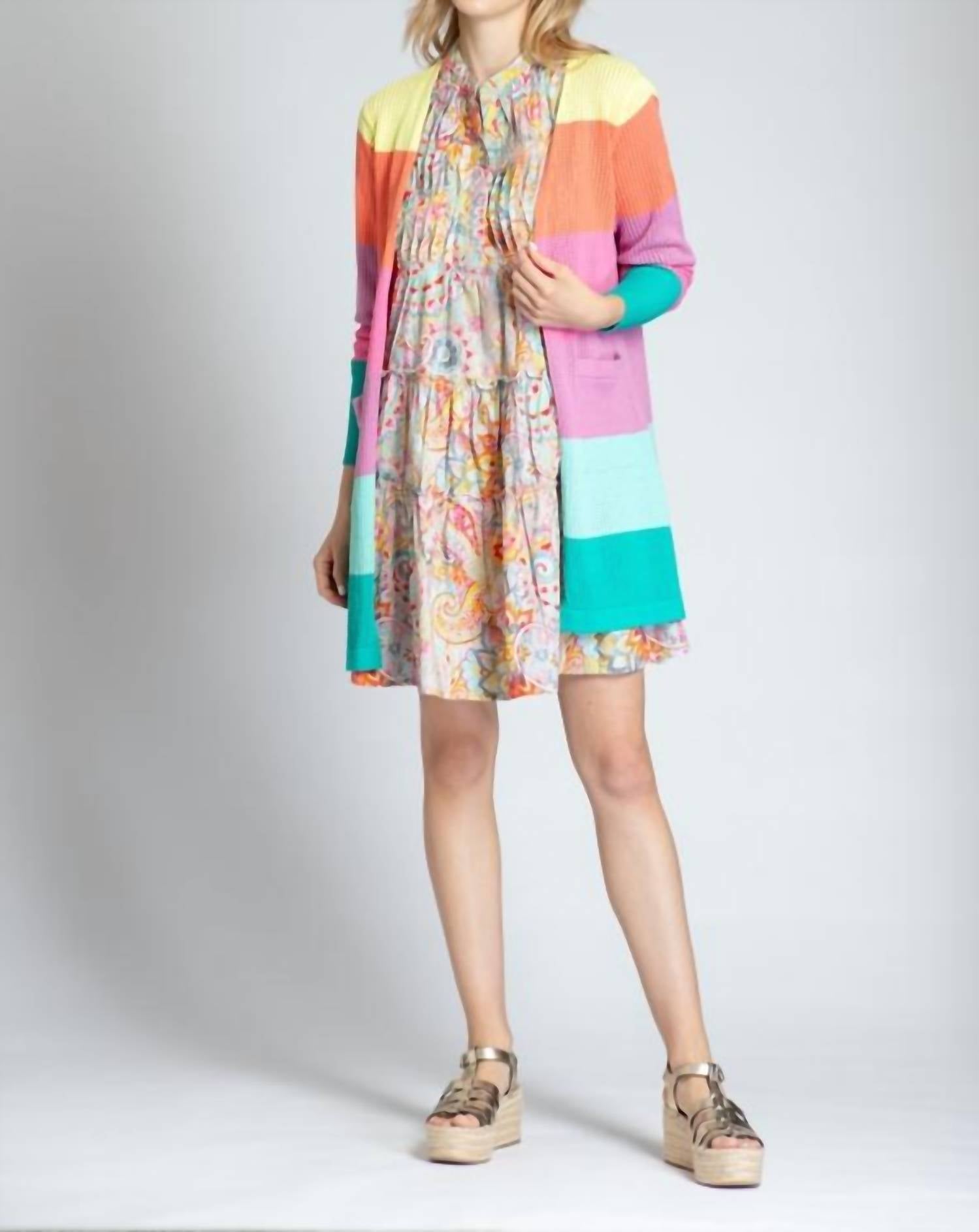 APNY Rainbow Stripe Cardigan in multi - women's cardigan