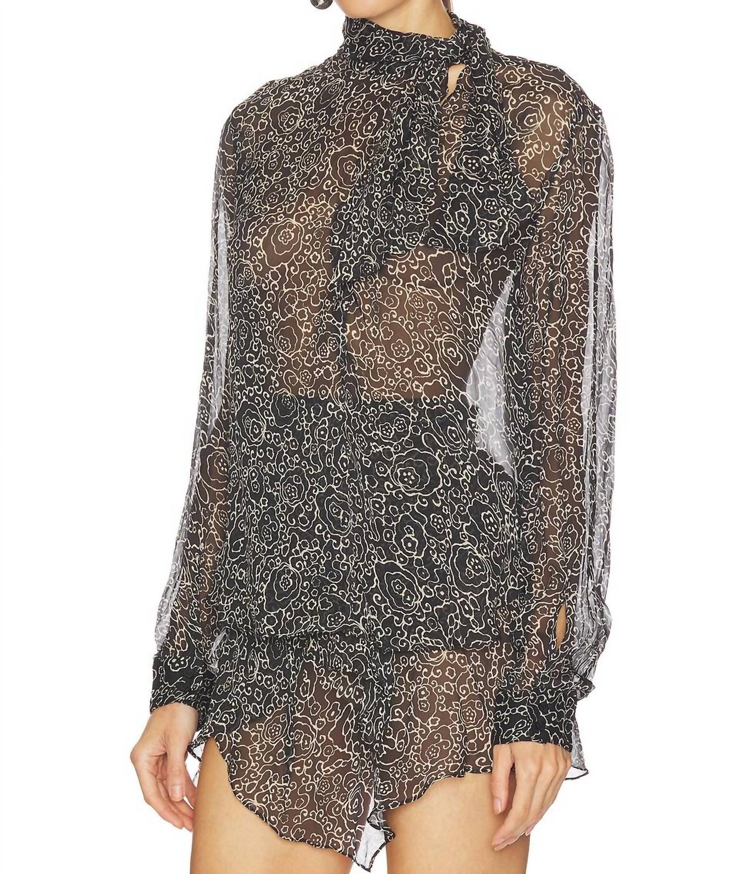 ISABEL MARANT Leona Blouse in black ecru - women's blouse - detail view