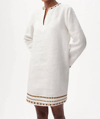 Exquise - Long Sleeve Linen Mini Dress