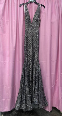 Jovani - Women's Sequin Embellished V Neck Gown