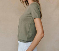 Bella Dahl Short Sleeve Crew Neck Top in fernwood - women's t-shirt - alternate view