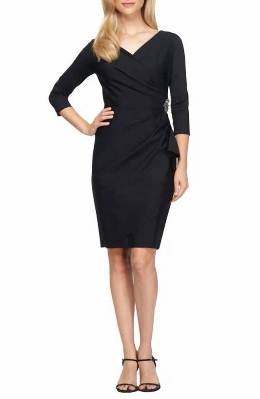 Alex Evenings - Contour Collection Embellished Ruched Sheath Cocktail Dress