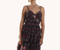 Hutch - Rosey Floral Gathered Tiered Evening Gown