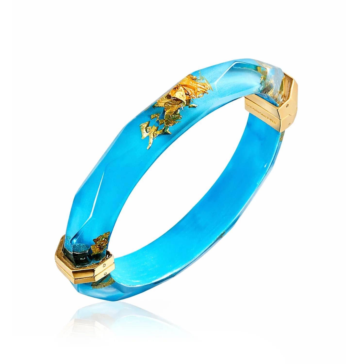 Gold & Honey - Women's Thin Faceted Lucite Bangles