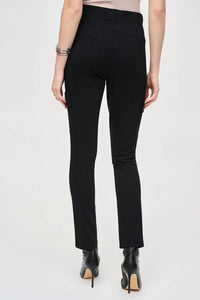 Joseph Ribkoff Silky Knit Slim Fit Cargo Pants in black - women's pants - detail view