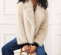 Karen Kane Cropped Faux Fur Jacket in stone 1 - women's jacket - view 4