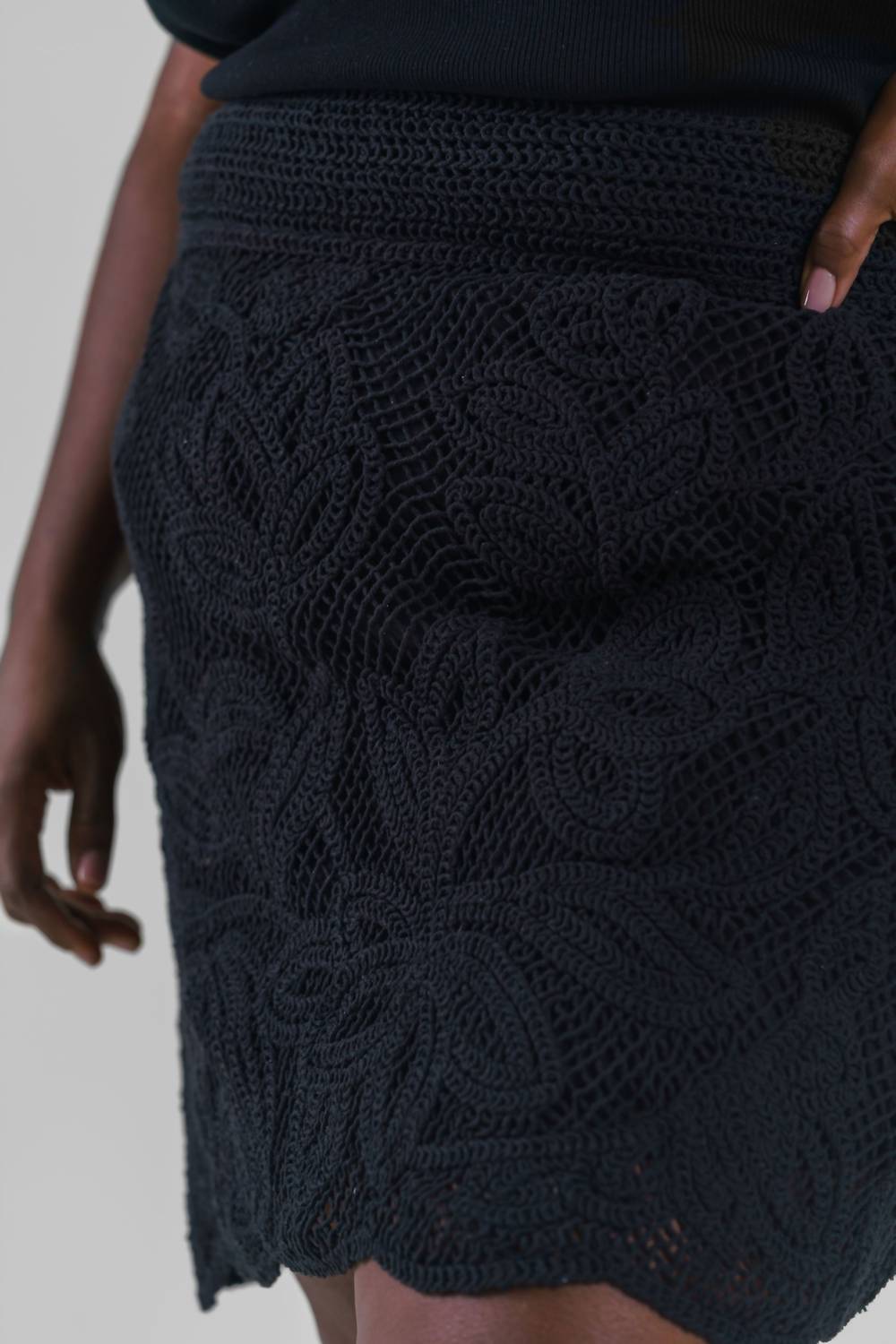 Skies Are Blue - Floral Crochet Mini Skirt - Plus