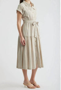 Zoe And Claire - Belted Linen Midi Shirtdress