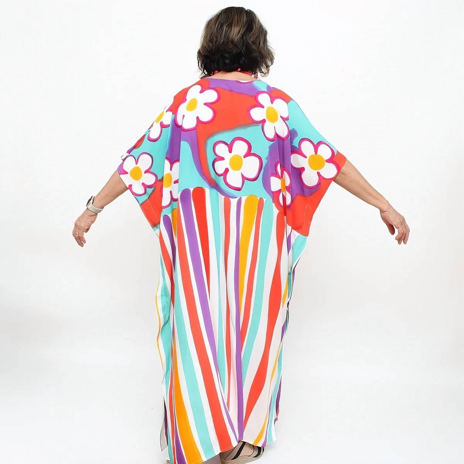 Sylca Designs - All the Flowers Bright Colored Kaftan Dress