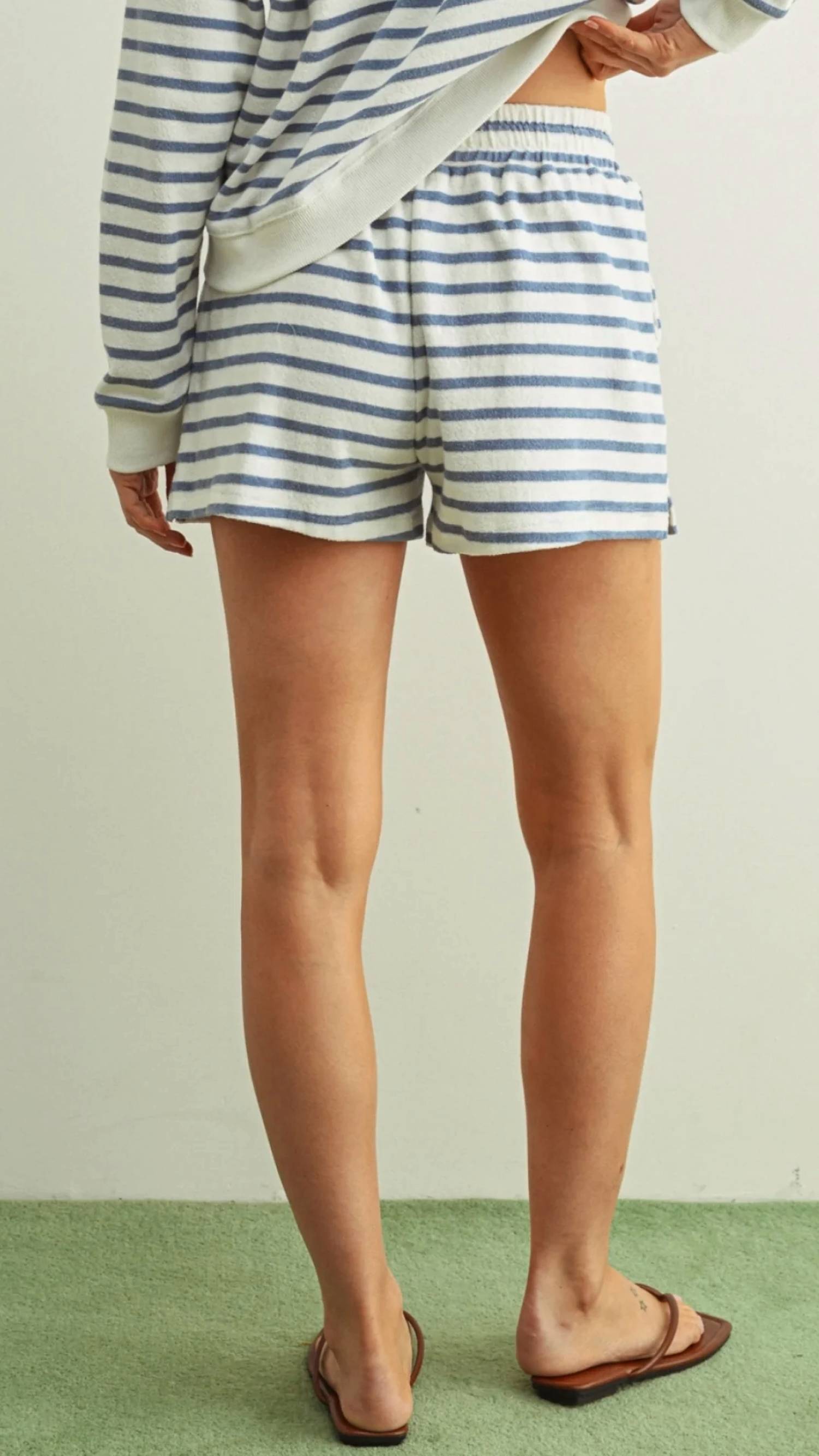 Miou Muse - Striped Terry Top And Shorts Set